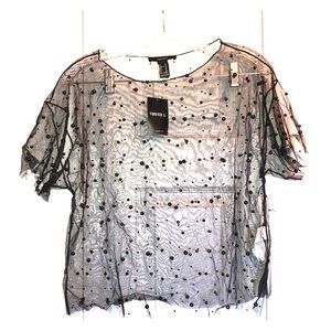 Forever 21 Sheer Beaded Crop Top